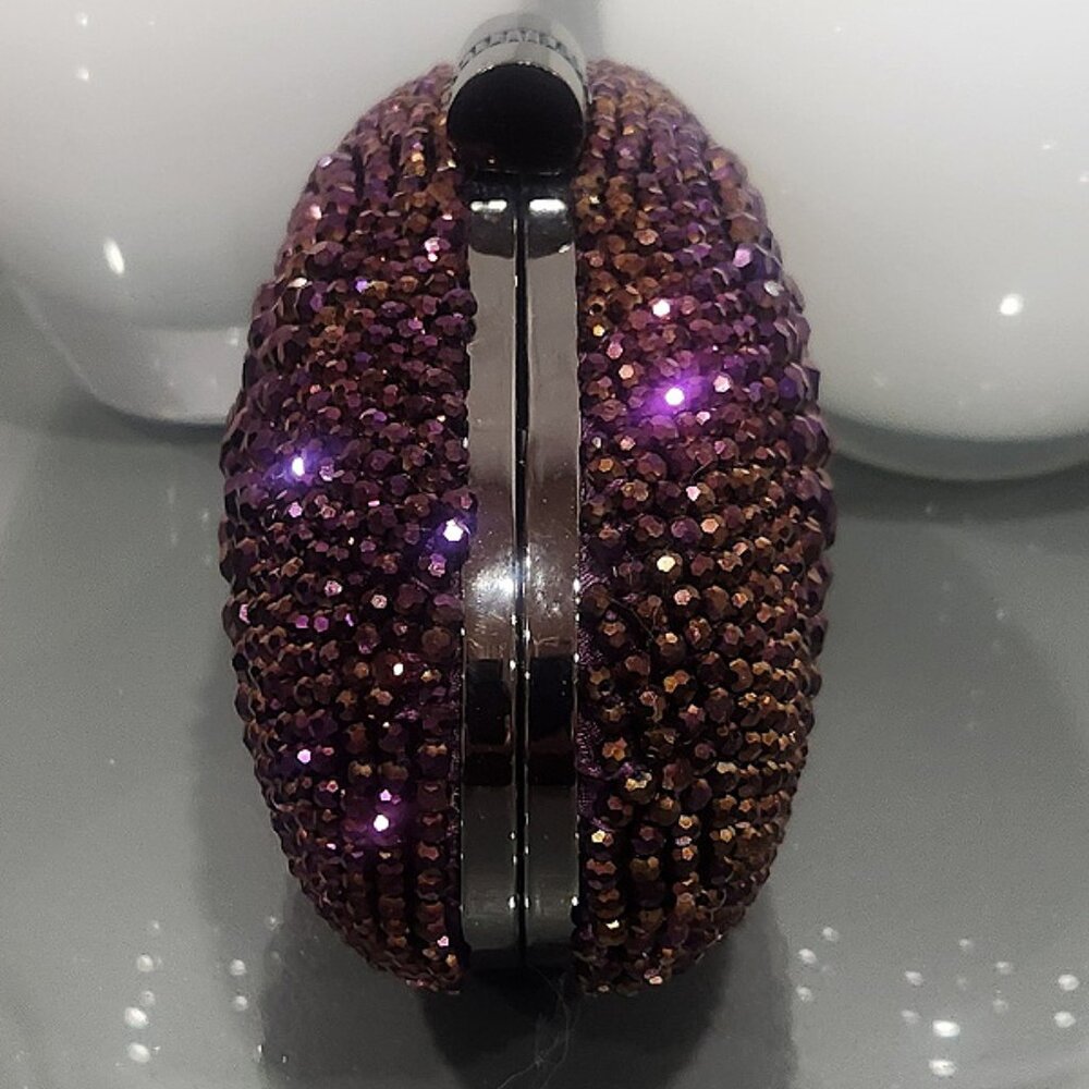 💥GLAM & SEXY!💥VINTAGE Caché Luxurious Sparkly Aubergine Purple Crystal Clutch - Picture 11 of 15